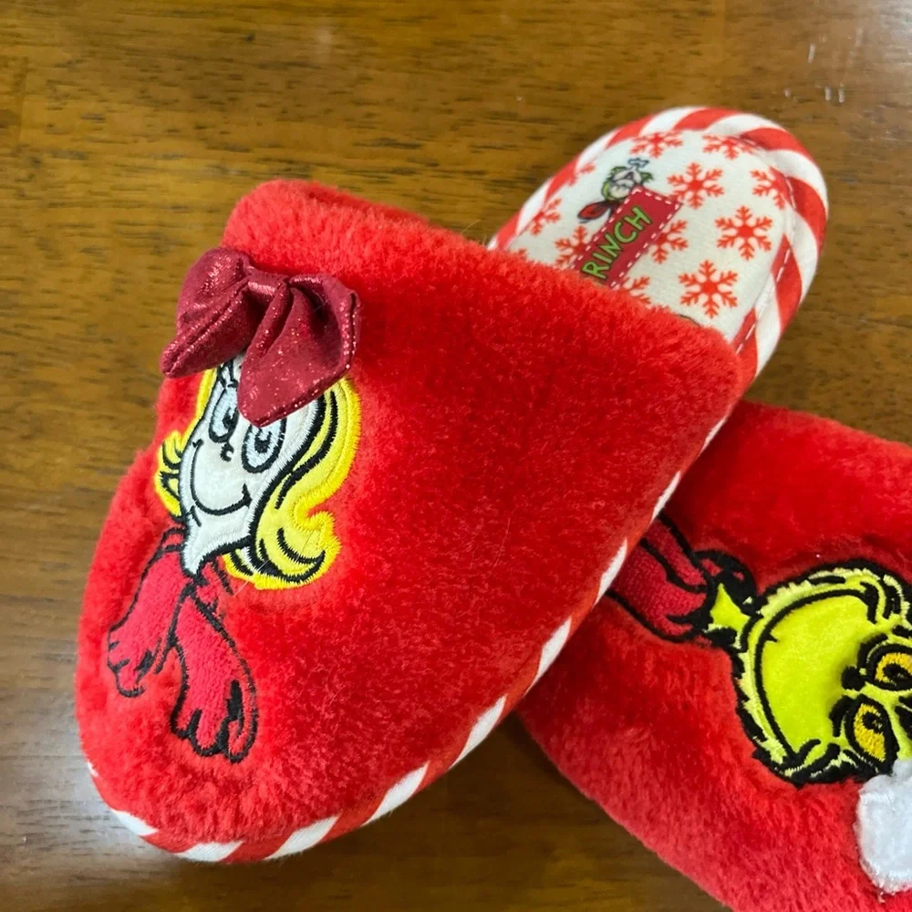 DR SEUSS GRINCH & CINDY LOU HOLIDAY SLIPPERS GIRL SZ.‎ 11/12 DISPLAY